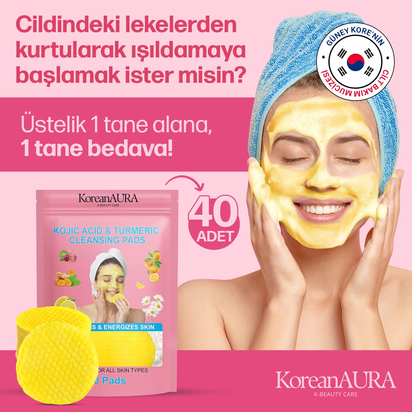 Kojik & Zerdeçal 40’lı Aydınlatıcı Temizleme Pedi